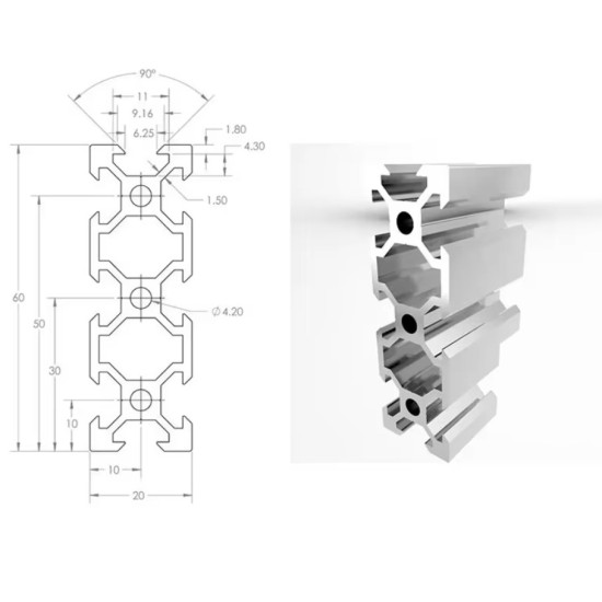 2060 V-Slot Aluminum Extrusion Profiles 100-2000mm EU Standard Aluminum Linear Rail Guide for CNC Router Machine 3D Printer