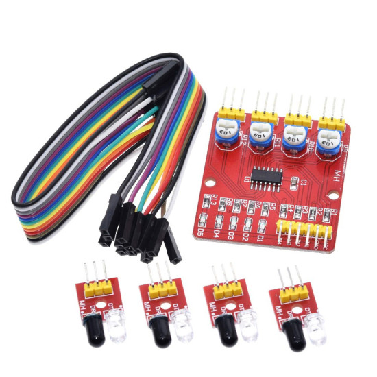 Four Road 4 Channel Infrared Detector Tracking Transmission Line Obstacle Avoidance Sensor Module