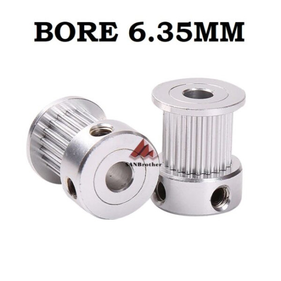 Aluminum GT2 Timing Pulley 20 Tooth 6mm/10mm Belt 6.35mm Bore