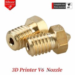 3D Printer V6 M6 Threaded brass Nozzle 0.2/0.3/0.4/0.5/0.6/0.8/1.0mm for 1.75