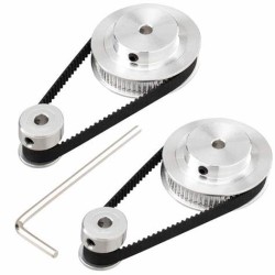 GT2 Synchronous Wheel 20&60 Teeth 5mm Bore Aluminum Timing Pulley with 2pcs Length 200mm Width 6mm Belt