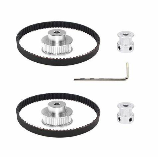 GT2 Synchronous Wheel 20&60 Teeth 5mm Bore Aluminum Timing Pulley with 2pcs Length 200mm Width 6mm Belt